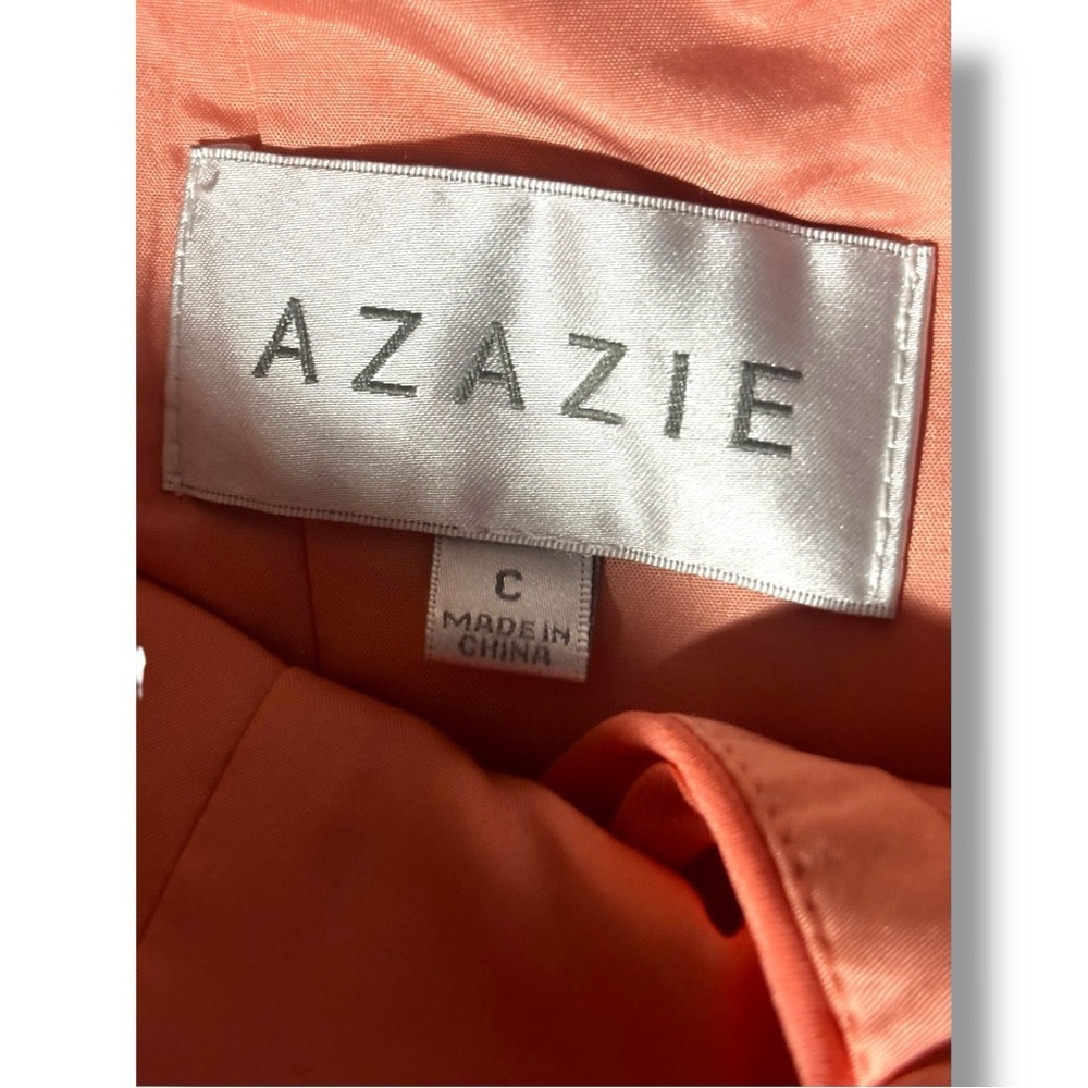 Azazie Coral Pink V-neck and Back High Slit Braided Waist Sleeveless Maxi Dress - Picture 10 of 16